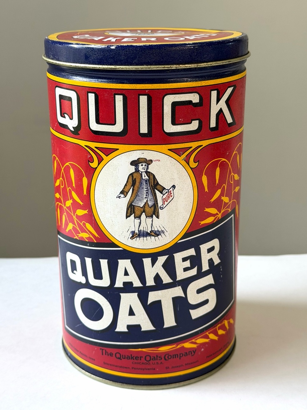 Vintage Quick Quaker Oats 1990 Tin Canister Limited Edition 1922 Label Replica